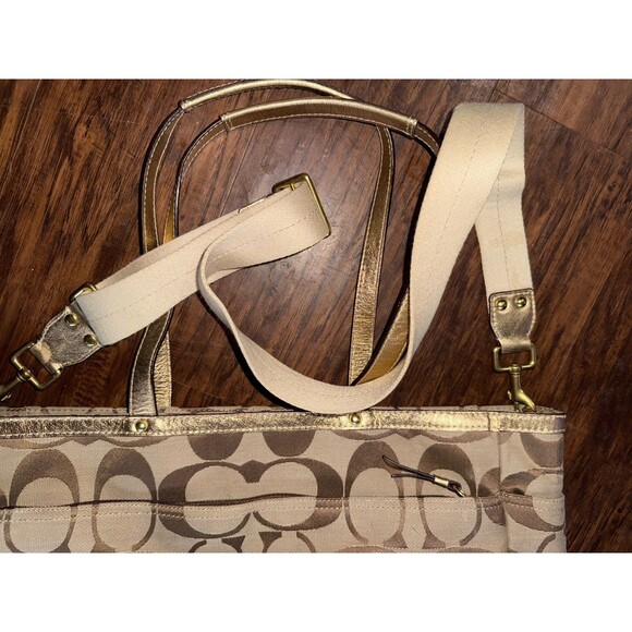 Coach Signature Tote Baby Diaper Bag Travel Satchel Lavender Lining Gold Accent - Picture 15 of 16